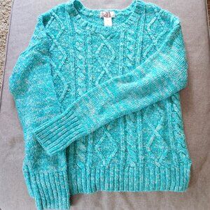 SO Kohls Cable Knit Sweater, Junior's XL, Teal